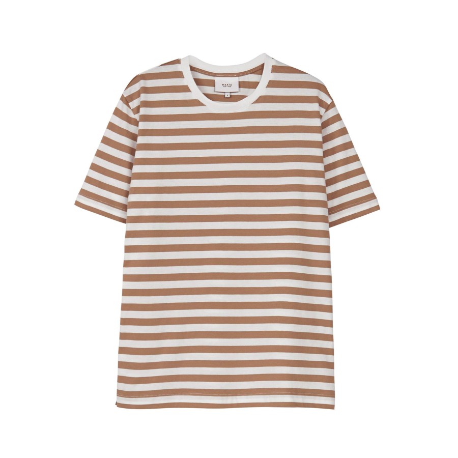 Women Makia | Verkstad Tshirt Camel-White