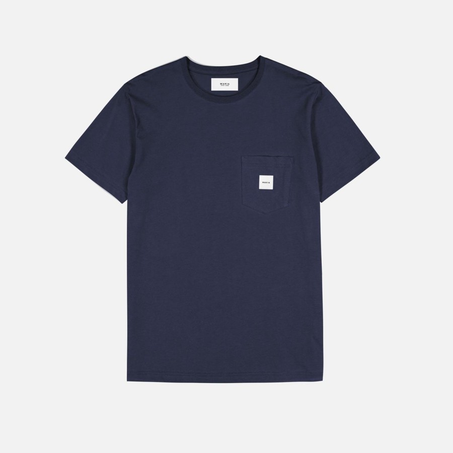 Men Makia | Square Pocket Tshirt Dark Blue