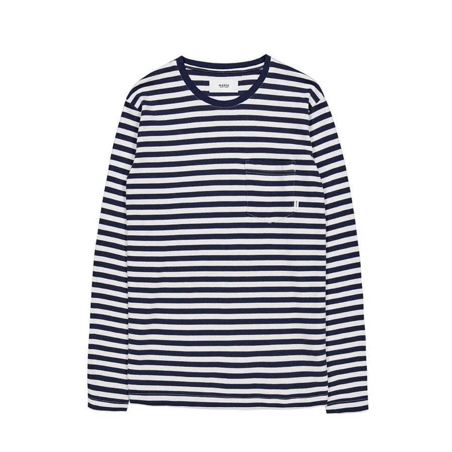 Men Makia | Verkstad Long Sleeve Navy-White