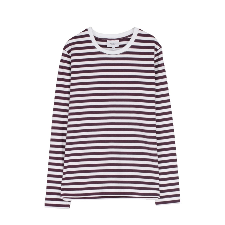 Women Makia | Verkstad Long Sleeve Aubergine-White