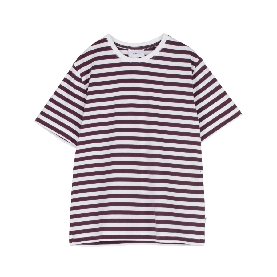 Women Makia | Verkstad Tshirt Aubergine-White